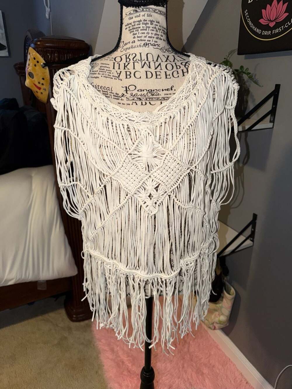 Denim & Supply Ralph Lauren Macrame Fringe Crochet Poncho Top Size L